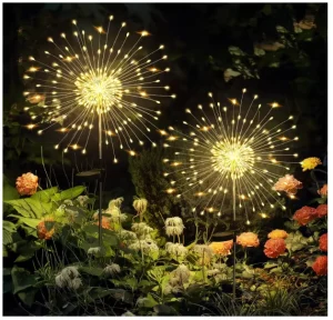CXS Solar Powered Plastic Outdoor Garden Lights 120LED Fairy Firework Decor for Yard & Patio (Warm White)