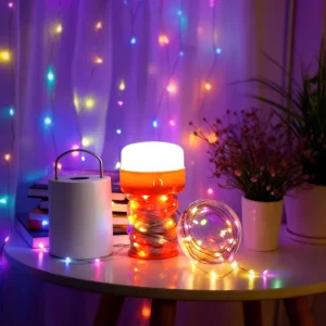 Camping Lantern Retractable String Lights Type-C Charging Emergency Light Magnet Hook Portable Tent Light