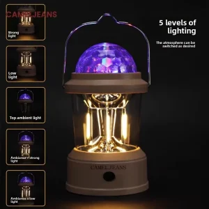 Camping Lantern with Outdoor Lighting, Emergency Power, and Campsite Use