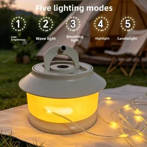 Camping Tape Measure Lamp Rechargeable Lithium Battery Dimmable Incandescent String Lights for Outdoor Tents