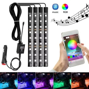 Car LED Foot Ambient Light Strip Intelligent Remote Control Ambient Light Music Mode Cool Color Light Strip