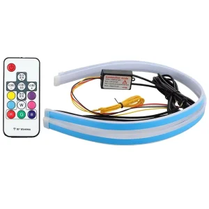 Car Led Daytime Running Light Strip Waterproof 30CM 45CM 60CM Flexible RGB Soft Tube Guide Headlight Led Strip Lights