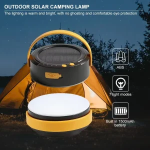 Carbon Fiber Solar LED Camping Light Portable Tent Lamp Emergency Warning Work Light IP44 Waterproof Lithium Battery