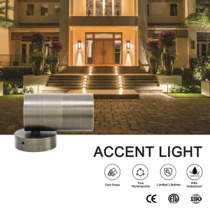 Cast Brass Up Down Light RAL-8108 Low Voltage Landscape Lighting LED Lamp