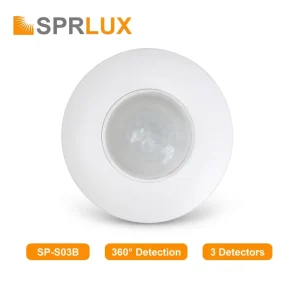 Ceiling Mount Infrared Motion Sensor with 360° Detection Range, 12m Detection Distance, Indoor/Outdoor Light Switch Control
