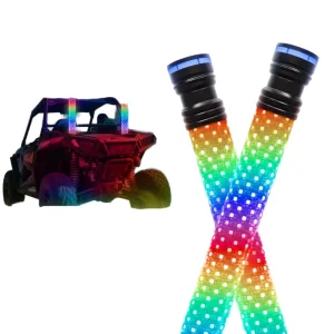 Chasing Spiral LED Whip Lights Music Sync App Remote Control 360 Degree Glow for UTV ATV Buggy Truck Offroad Flagpole Lights