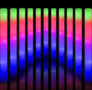 Cheer Tube RGB LED Light Foam Plastic Custom Logo Party DJ Night Club Concert Event Decoration ROMANCE Style Gifts Bulk Colorful