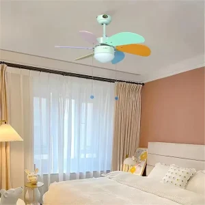 Children’s Bedroom Plastic Ceiling Fan with Light and Remote