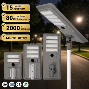 China Manufacturer Time Control IP65 300 400 500W Waterproof Outdoor Integrated All in One LED Solar Street Lights