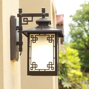 Chinese Design Outdoor LED Wall Mount Lamp Waterproof Retro Garden Lights Villa Courtyard Door Aluminum Post Pillar 3500K Warm