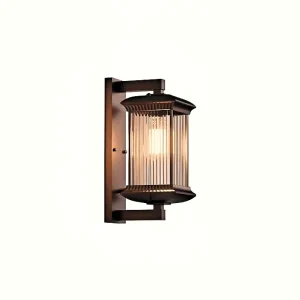 Chinese Modern Outside Garden Gate Tempered Glass Diffuser Waterproof Outdoor Wall LED Lights Aluminum Base Home Decorative