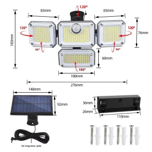Chinese Style LED Outdoor Garden Wall Light with Human Body Induction, Split Multi-Head Design