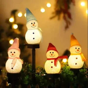 Christmas Snowman Modeling Light Solar IP65 Rated Floor Lamp for Gardens Yards Patios Lawns