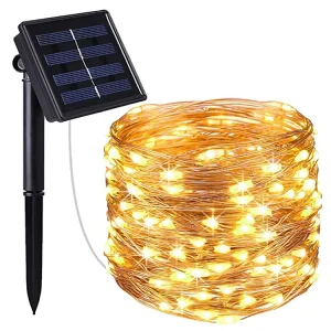 Christmas Waterproof 4M Rechargeable LED String Lamp Warm White Copper Wire Solar Garden Yard Tree Party Decorative Lighting