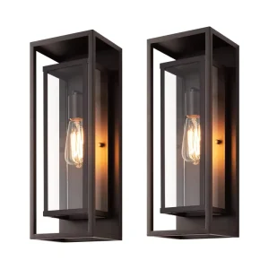 Classic Modern Outdoor Wall Lamp Clear Glass Waterproof Rustproof Wet Location Wall Sconce Exterior Light Fixture for Entryway