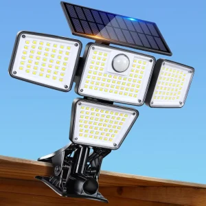 Clip Solar LED Lights IP67 Motion Sensor Security Remote Control Adjustable 270 Beam Angle 300W High Bright Outdoor for Yard