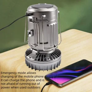 Collapsible ABS Solar Rechargeable LED Camping Lantern and Flashlight
