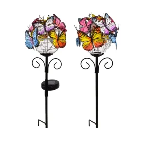 Color Changing Butterfly Stake Solar Garden Light High Power LED IP44 Waterproof 360 Beam Angle CRI 90 1200 Lumens 3 Year