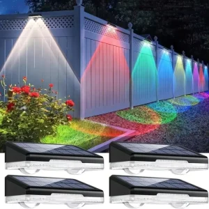 Color Changing LED IP65 Waterproof Solar Fence Lights 360 Beam Angle Portable Outdoor Garden Wall Lights