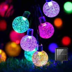 Colorful Bubble Ball LED String Lights Solar Courtyard Lights Warm Decorative Lights for Balcony and Terrace