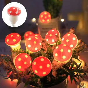Colorful LED Mushroom String Lights for Enhancing Atmosphere at Christmas New Year Parties Lawn Park or Terrace Decor
