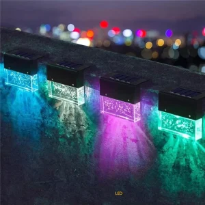 Colorful Outdoor Waterproof Solar Sunlight RGB LED Solar Stair Fence Lamp Garden Lights for Patio Yard