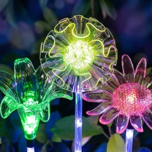 Colorful RGB Solar Flowers Lights Outdoor