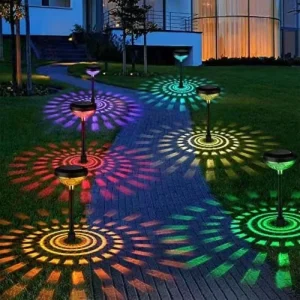 Colorful Solar LED Garden Projection Spike Light for Outdoor Holiday Garden Party X’mas Landscape Pathway Yard Lawn Decoration