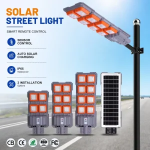 Waterproof Street Lighting Fixtures 100 200 300 Watt ABS PC Material All in One Solar Light