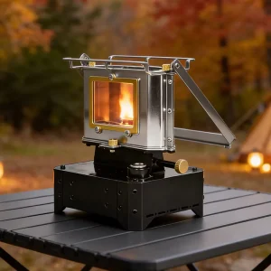 Compact Mini Kerosene Burner with Dual Lamp and Cooking Handle