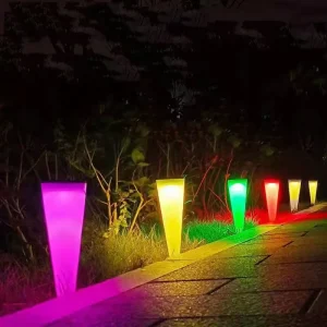 Cone Shape Outside Led Light Solar Lawn Garden Rechargeable Pathway Patio Lights Waterproof Outdoor Decorative Lamp
