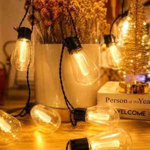 Connectable Outdoor String Lights Smart Rgbic LED Bulbs with End to End Design for Pergola Gazebo Event Decor Lighting