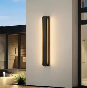Contemporary 39.4in 30w Long Outdoor Wall Lights Modern Exterior Lighting Matte Black Outside Wall Mount Lights for House Garage