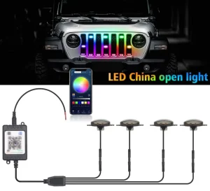 Control RGB LED Front Grille Light Kit Car Grill Decorative Lamp for SUV Off Road