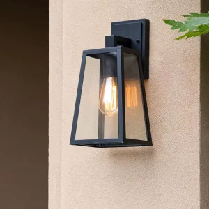 Country Industrial Style Outdoor Garden Wall Lamp, Iron, Glass Shade, E27