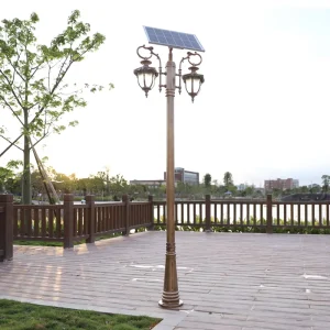 Courtyard Outdoor Solar Panel Led Garden Light Villa Waterproof Road Street Lamp Vintage High Pole Garden Lamp