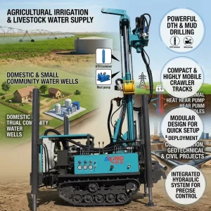 Crawler-Type Water Well Drilling Rig 160 m Depth