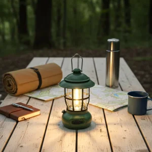 Cream White Retro Hanging Tent Lantern for Glamping Porch and Balcony with Warm Glow