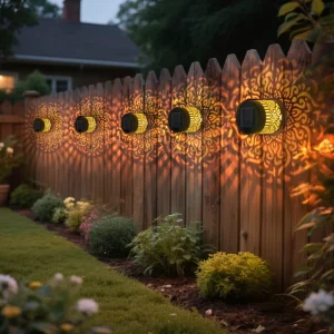 Creative Mandala Flower Shadow Casting Wrought Iron Rust-Proof Yard Porch Patio Waterproof Solar Wall Sconce