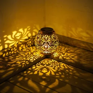Cross border Solar LED Iron Art Hollow Small Outdoor Garden Courtyard Decoration Peony Flower Projection Portable Hanging