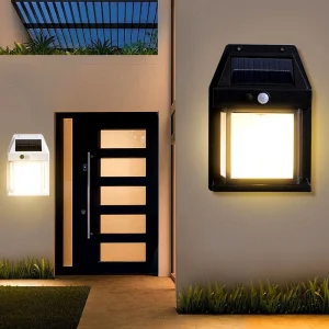 Cross border Solar LED Wall Mounted Rectangular Outdoor Courtyard Garden Home Style IP54 Waterproof Sensor Street Lights Night