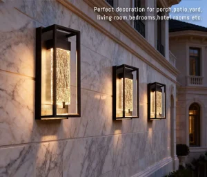 Crystal Bubble LED Wall Sconce 12 Inch 12W 420LM IP65 Waterproof 5CCT Adjustable ETL Certified Decorative Light for Garden Patio