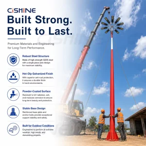 Custom 10m/12m/15m/18m/20m Solar LED-Powered Hot-Dip Galvanized High-Mast Light Pole with All-in-One Light