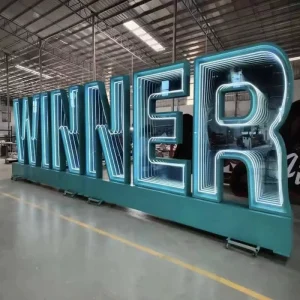 Custom 3D Letter Infinity Mirror Sign RGB LED Abyss Tunnel Logo Signage for Retail Storefront