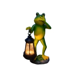 Custom Art Deco Resin Frog Solar Sculpture Garden Light Creative Animal Lighting for Garden Yard Ornament Novelty