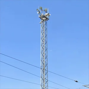 Custom Hot Dip Galvanized 4 Leg Angular Steel Lattice High Mast Lighting Tower 20m ANSI/TIA-222-G Railway Industrial