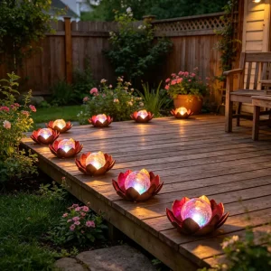 Custom Logo Solar Lotus Light Durable Metal Flower Lamp Waterproof Outdoor Garden Ornament Factory Direct