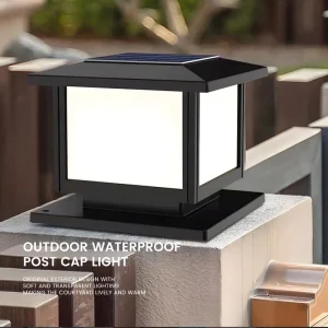 Custom Modern LED Solar Column Head Light Warm Waterproof For Outdoor Villa Gate Garden Pillar Top