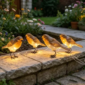 Custom Outdoor IP65 Waterproof String Lights for Park Decoration Bird Plastic Solar Garden Lights 4 Piece String Lights Set