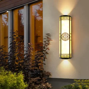 Custom Outdoor LED Landscape Lamp New Chinese Style Waterproof Marble Wall Lamp Stainless Steel for Fence Pillars Door Mounts